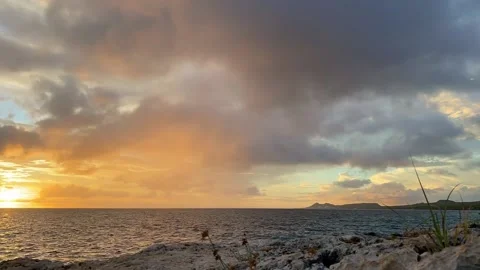 Sunset with red clouds over the sea. Seascape. Time Lapse. Stock Footage 168937509