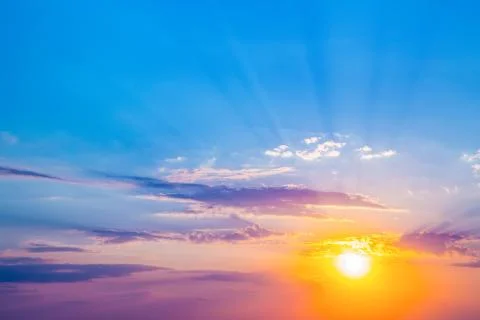 Sunset in red cloudy sky Stock Photos