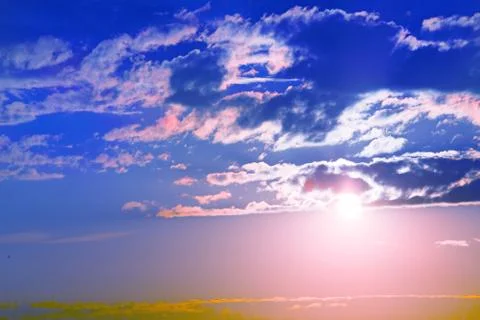 Sunset in red cloudy sky Stock Photos