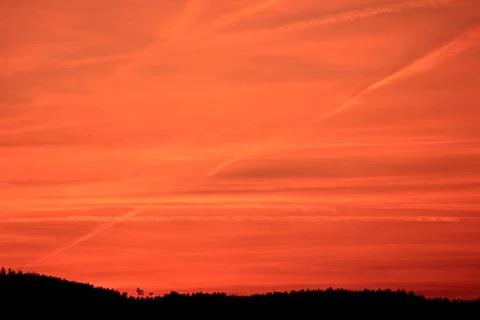 Sunset with a red coloured sky Stock Photos