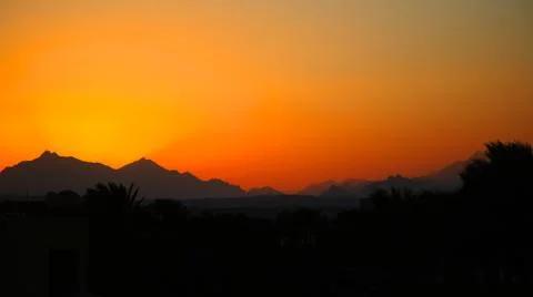 Sunset in the Red mountain Stock Photos