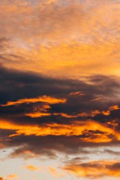 Sunset Red Orange Dark dramatic Colourful Clouds Stock Photos
