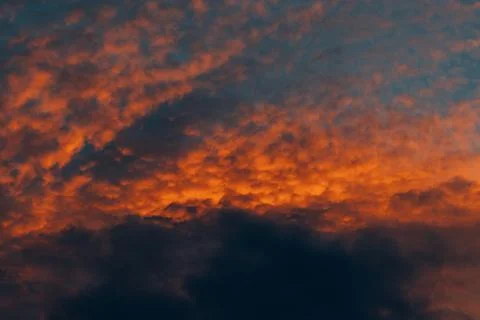 Sunset Red Orange Dark dramatic Colourful Clouds Stock Photos
