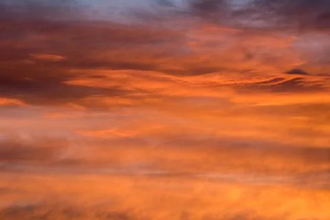 Sunset red sky with clouds horizontal background Stock Photos