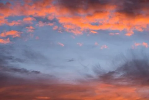Sunset red sky with clouds horizontal background Stock Photos