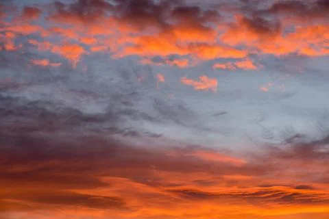 Sunset red sky with clouds horizontal background Stock Photos