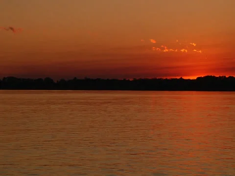 Sunset red sky over lake Stock Footage 22957349