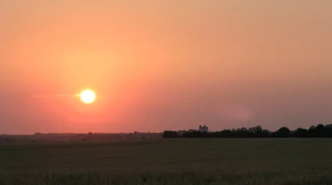 Sunset red sky time-lapse - countryside scene background Stock Footage 906047