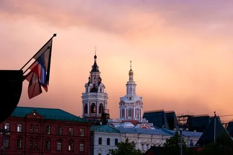 Sunset on Red Square in Moscow Stock Photos