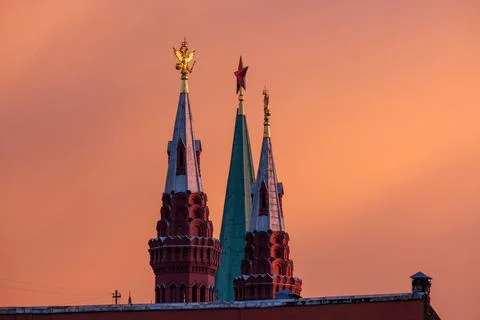 Sunset on Red Square in Moscow Foto stock