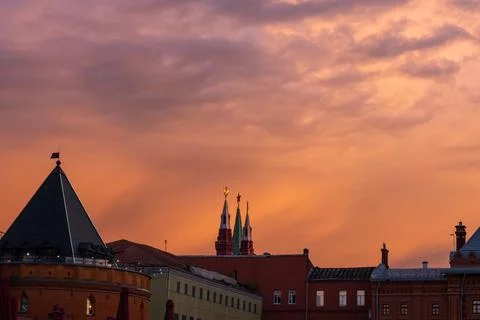 Sunset on Red Square in Moscow Stock Photos