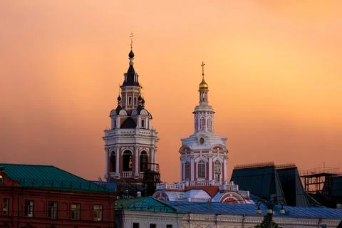 Sunset on Red Square in Moscow Stock Photos