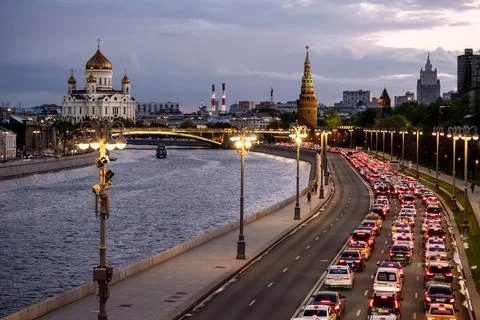 Sunset on Red Square in Moscow Stock Photos