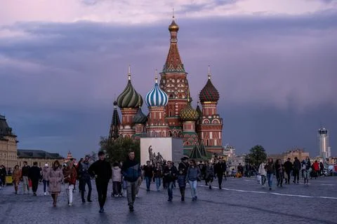 Sunset on Red Square in Moscow Stock Photos