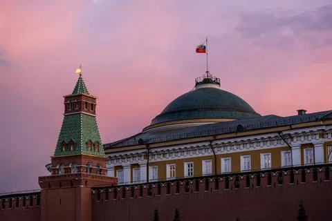 Sunset on Red Square in Moscow Stock Photos