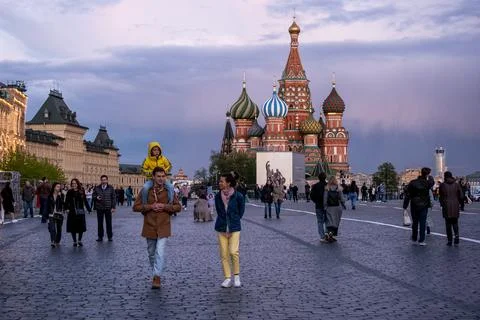 Sunset on Red Square in Moscow Stock Photos