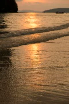 Sunset reflec on the beach Stock Photos