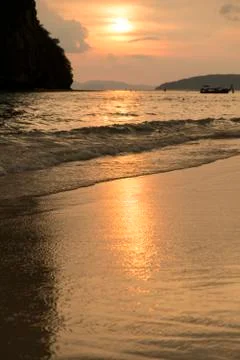 Sunset reflec on the beach Stock Photos
