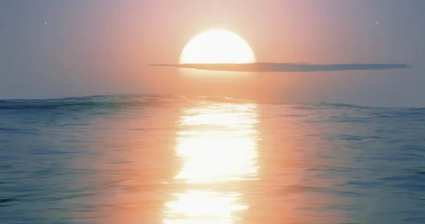 Sunset reflecting on the sea. 3d animation of the sea at sunset Stock Footage 341669472