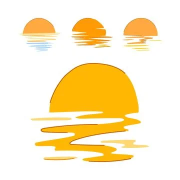 Sunset reflecting on water surface creating pattern Stock Illustration