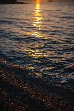Sunset Reflection on Adriatic Sea Stock Photos