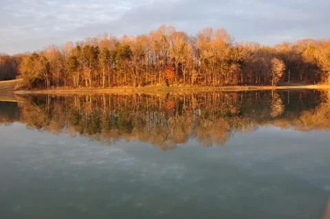 Sunset Reflection on Lake Stock Photos