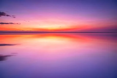 Sunset reflection on the lake Stock Photos