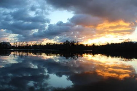 Sunset reflection on lake Stock Photos