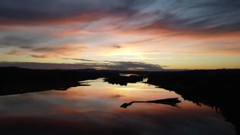 Sunset Reflection On Lake In Sweden Stock Footage 261429480