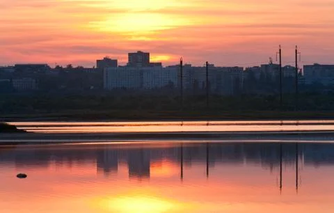 Sunset reflection Stock Photos