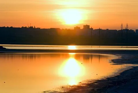 Sunset reflection Stock Photos