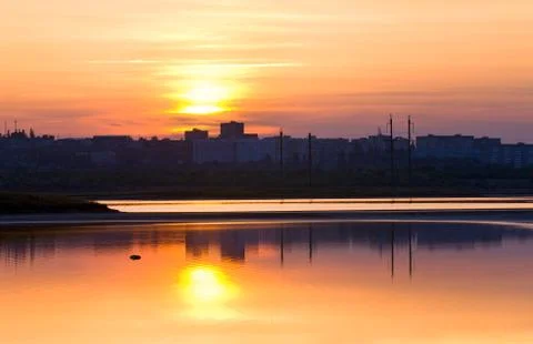 Sunset reflection Stock Photos