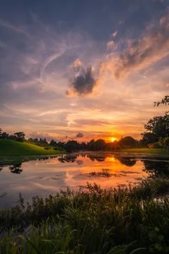 Sunset reflection Stock Photos