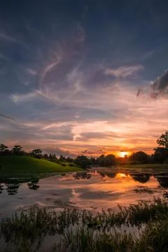 Sunset reflection Stock Photos