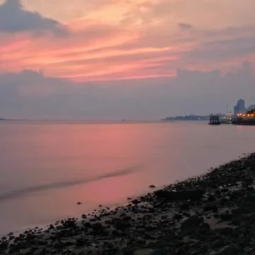 Sunset reflection on river Stock Photos