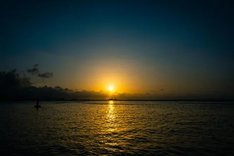 Sunset reflection of the sun on the sea Foto stock