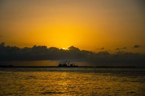 Sunset reflection of the sun on the sea Stock Photos