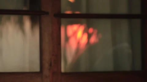 Sunset reflection in window holidays style Stock Footage 49327522