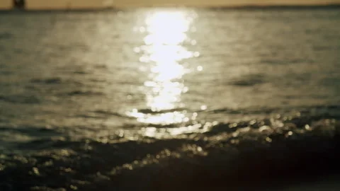 Sunset Reflections Coming In To Focus On The Water Hawaii Waikiki Beach 4K 4 Stock Footage 271153186
