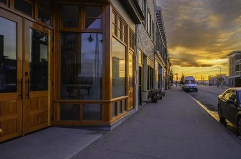 Sunset Reflections on Fort MacLeod Windows Stock Photos