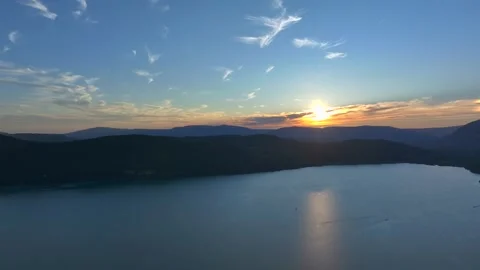 Sunset reflections on Lac du Bourget  Stock Footage 320433724