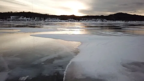 Sunset on reflective ice Stock Footage 86669988