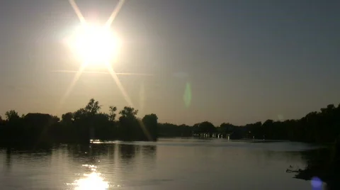 Sunset reflects off surface of the Sacramento River Video stock 360342