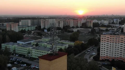 Sunset In Residential Area Stock Footage 97819214