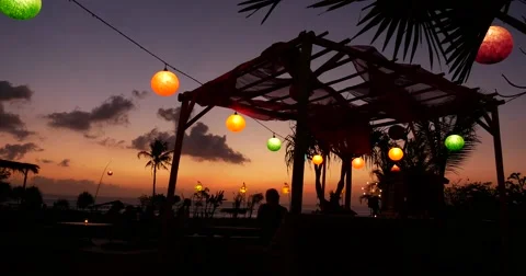Sunset Restaurant Bali 4k Stock Footage 44382871