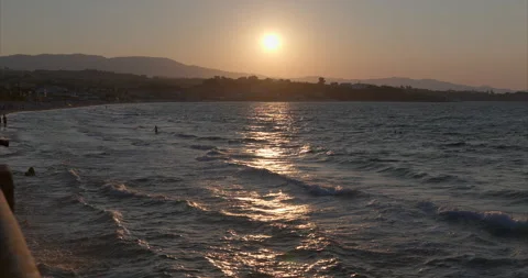 A sunset in restaurant by the sea Stock Footage 160464032