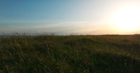 Sunset Reveals Brusand Beach Beyond Coastal Dunes on Jæren Stock Footage 341362121