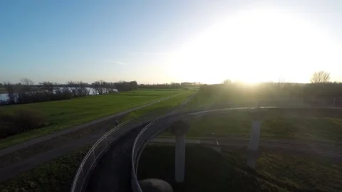 Sunset at the Rhine in Meerbusch - Time lapse Stock Footage 70780028