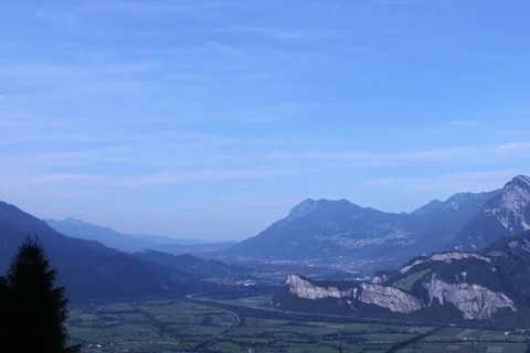 Sunset rhine valley Sargans. Timelapse Video stock 112800819