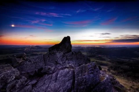 Sunset rhoen germany Stock Photos